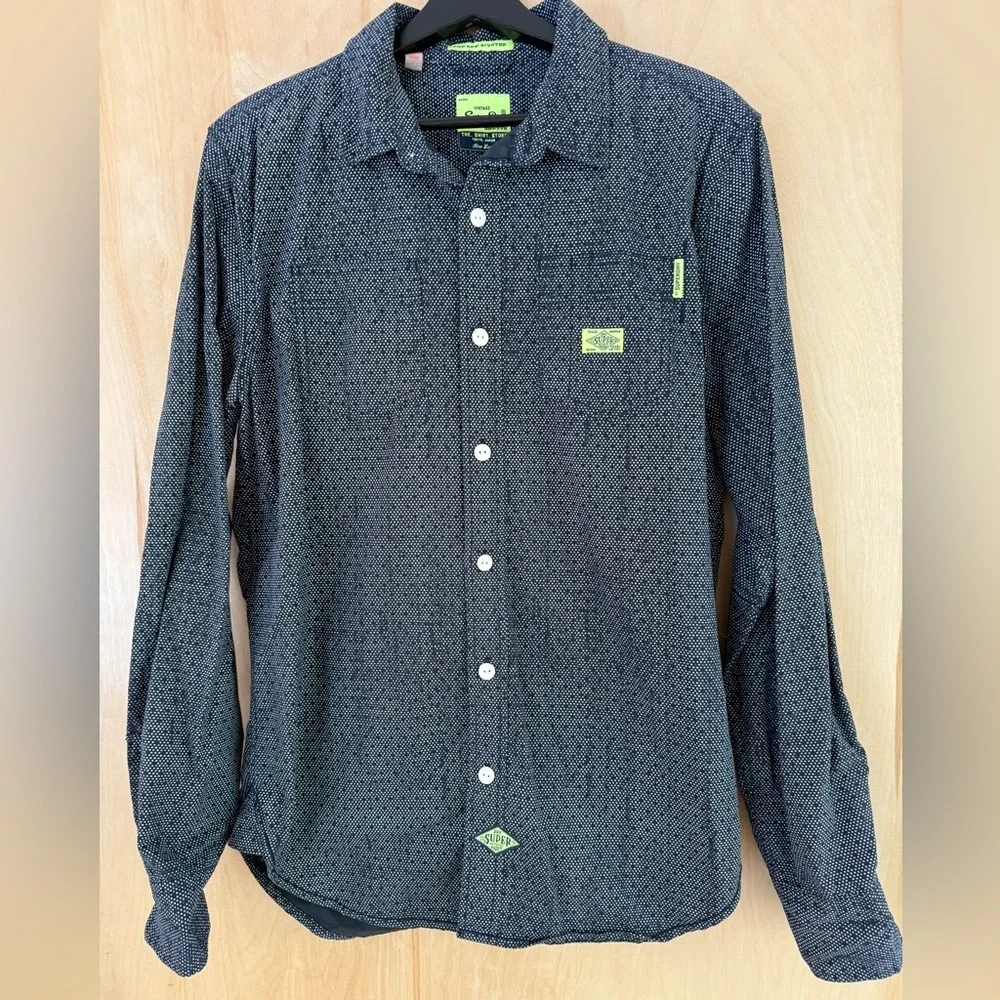 Superdry Men's Black and Green Patterned Shirt - Picture 2 of 12